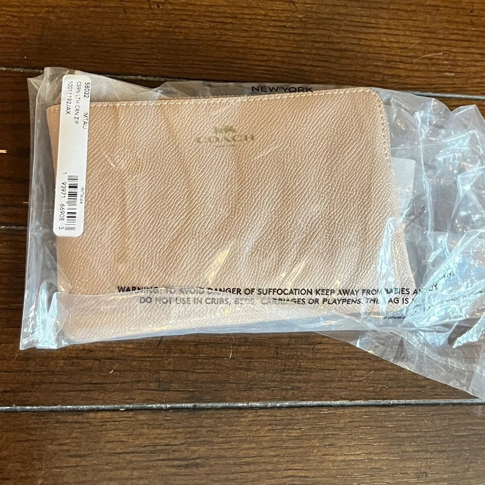 Coach Corner Zip Wristlet in Taupe - Picture 2 of 4